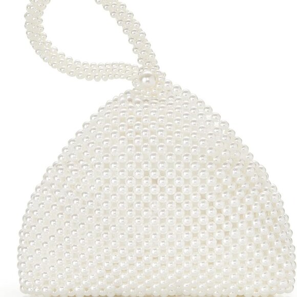 Handbags - Pearl Clutch Purse Evening Bags for Women Elegant Triangle Purse for Wedding Bri